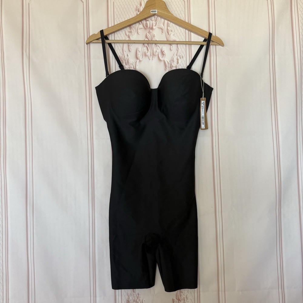 Skims Body Zoned Underwire Molded Mid Thigh Bodysuit Onyx Black Sz L NWT $138